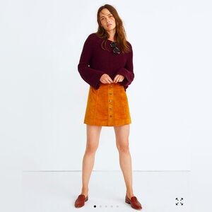 MADEWELL Velveteen A-Line Mini Skirt: Button-Front Edition SIZE 6